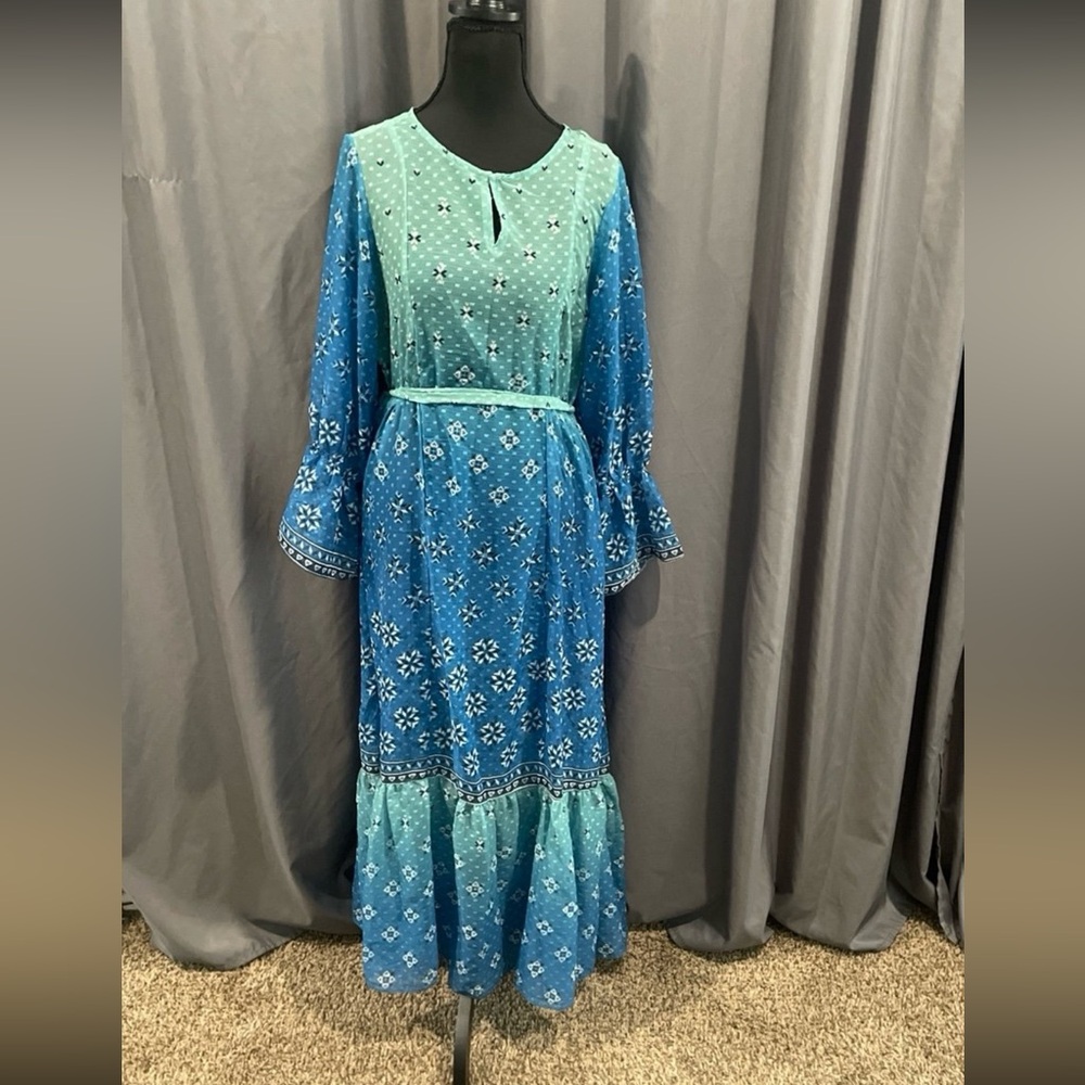 Globaldesi semi sheer Boho style maxi dress size medium